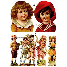 Large Victorian Children and Flower Scraps ~ Germany